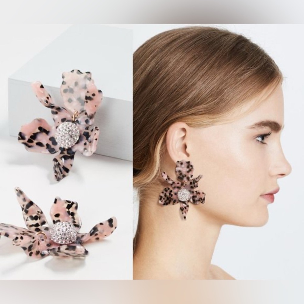 Lele Sadoughi Blush Spotted Crystal Lily Earrings